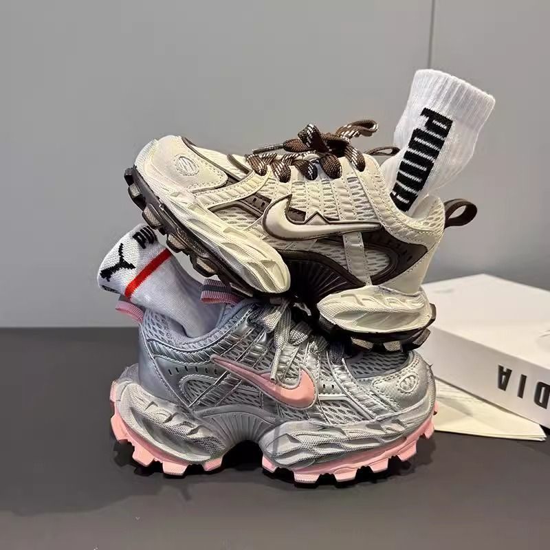 Dad shoes silver powder  spring summer high-looking new arrival breathable trendy sports shoes soft bottom western style running shoes trendy