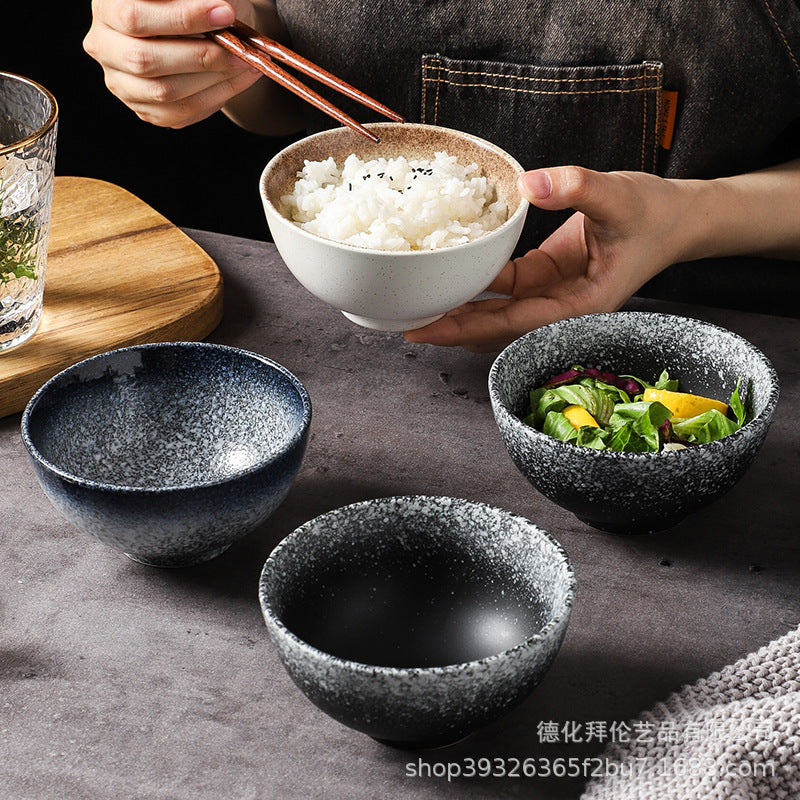 Japanese ceramic tableware restaurant stoneware porridge rice bowl commercial 4.5inch korean bibimbap small bowl for home soup bowl