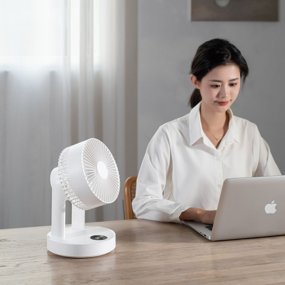 Type-c rechargeable oscillating fan - remote control desktop electric fan - brushless motor - portable & rechargeable
