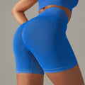 seamless tight pure color peach hip lifting high waist body shaping yoga shorts sports running fitness three-quarter pants for women