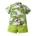European and american style boys' summer outfit: short-sleeve floral shirt set - new, trendy, and stylish beachwear for kids