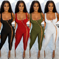 C5245    european and american women's fashion summer new sexy strappy hollow-out jumpsuit