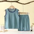 Kids' tank top set - lightweight modal loungewear for boys - sleeveless air conditioning suit - baby ice silk pajamas - summer boys' outfit