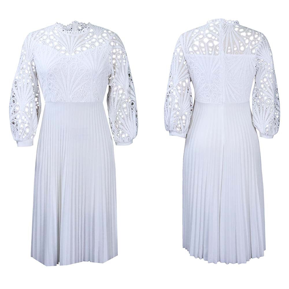 European and american women's clothing  summer new arrival: elegant lace patchwork, pleated, hollow-out, sexy plus size african dress - export quality