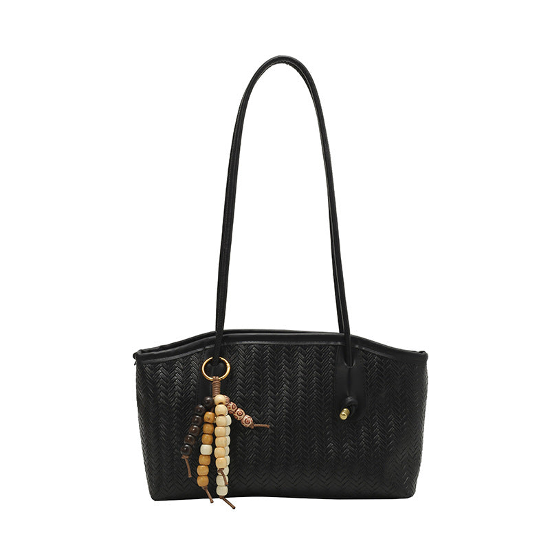Woven commuter tote bag for women - new autumn 2025 collection: casual, minimalist, versatile shoulder bag/cosmetic bag