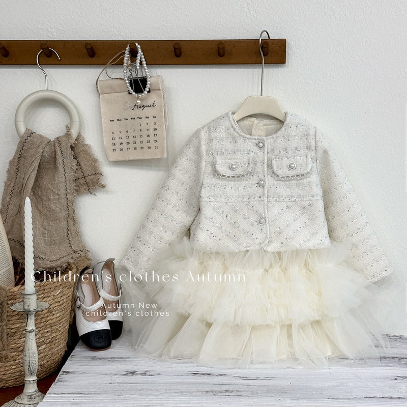 Girls' dress  autumn new style chic sequin party dress baby girl princess dress korean style cake skirt set