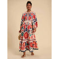 Shipped: cross-border e-commerce, , standalone store, printed maxi dress with long sleeves and tie-waist, casual style