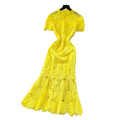 Frenchaccessible luxury celebrity heavy industry cut out crochet lace silmdress women's waist elegant mermaid dress long skirt