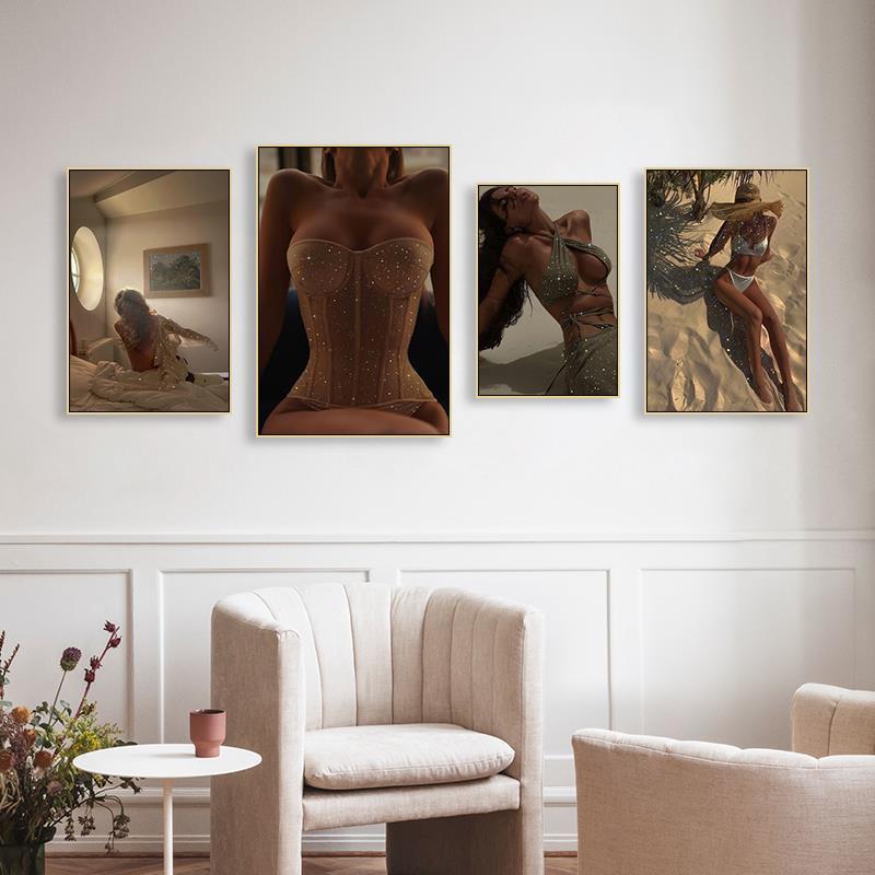 Advanced beauty salon decorative painting modern medical beauty plastic surgery front desk entrance corridor wall painting light luxury flash diamond hanging painting