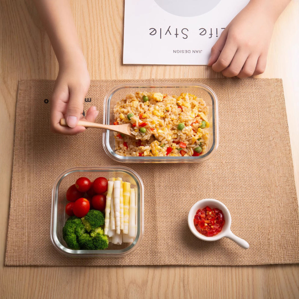 Glass lunch box microwave heating bento separation high value fresh-keeping box wholesale student office workers large capacity bento