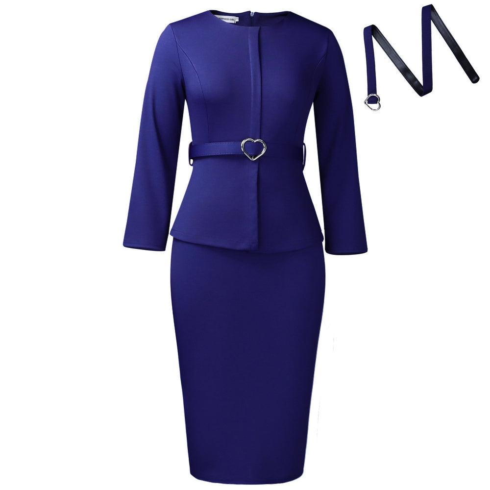 D599  foreign trade women's clothing  new fashion round neck elegant slim-fit ol pencil skirt african dress