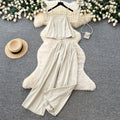 Minimalist cami top & wide-leg pants set - women's summer sleeveless chic outfit - effortless & sophisticated workwear