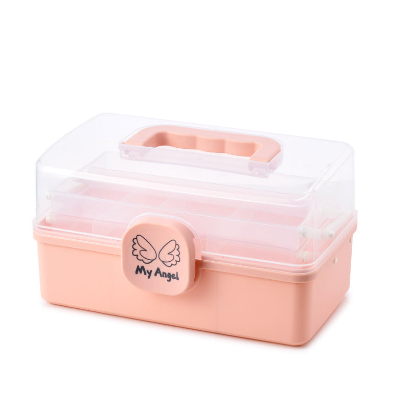 Household large-capacity portable household medicine box medicine large storage box folding plastic transparent portable medicine box