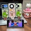 Coffee maker cat foldable stand compatible with apple 17 pro max phone case - "fish catching cat" iphone 16 soft case