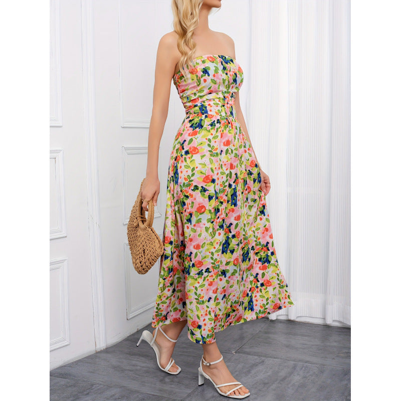 listing: new  women's elegant bandeau date night printed dress