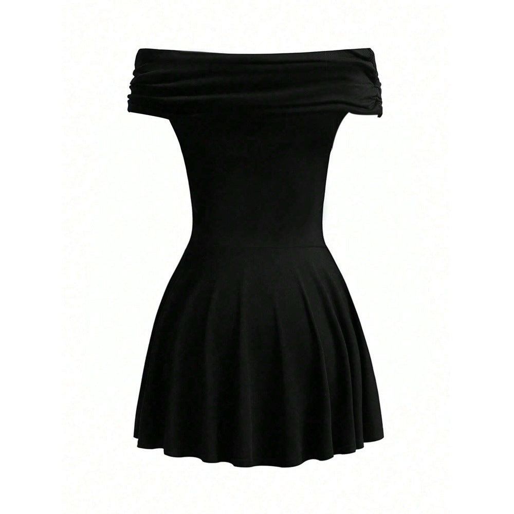 Amazon cross-border women's fashion : sweet & spicy off-the-shoulder mini dress - new summer collection, high-waisted, one-shoulder design