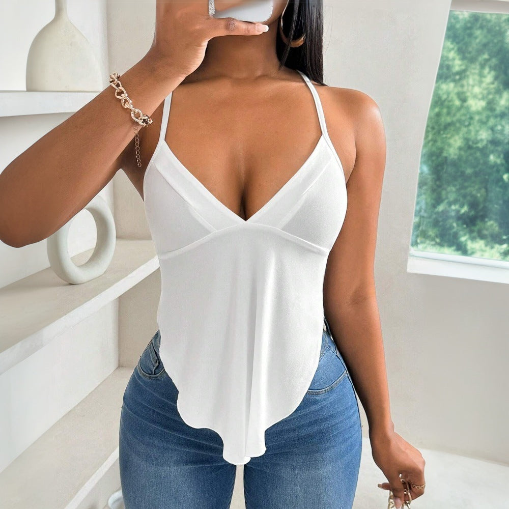 cross-border women's spring/summer new arrivals: sexy camisole, backless design, unique slim-fit top
