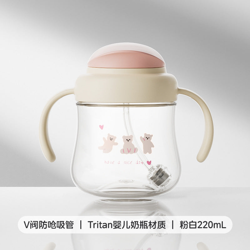 Babysaurus sippy cup - tritan straw cup for kids, infants, and babies - customizable for water, milk, and formula