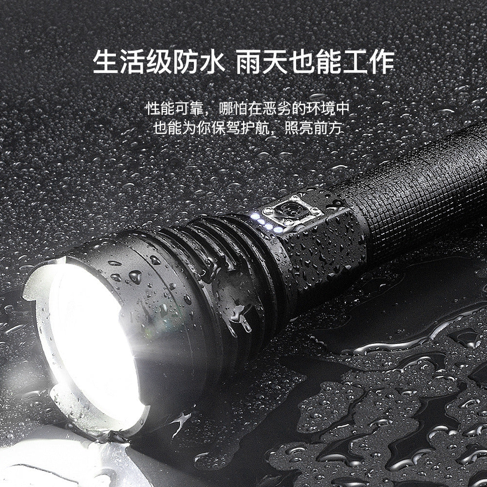 Cross-border XHP90 strong light flashlight USB charging outdoor waterproof power display high power LED flashlight
