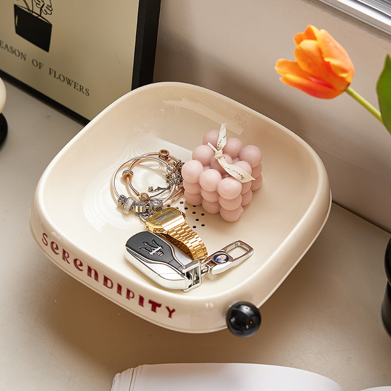 Cream feng shui fruit plate household living room coffee table desktop dried fruit plate Nordic style candy box nut snack plate