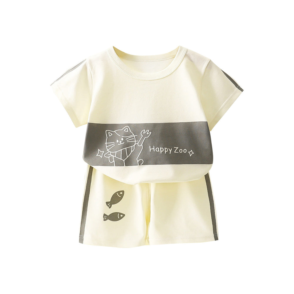 new kids' short-sleeve striped t-shirt set - summer baby & toddler clothing, korean style