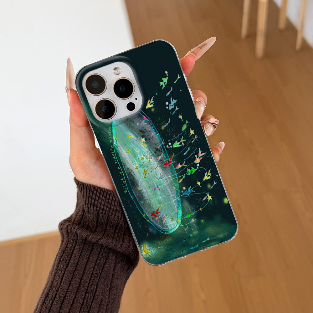 Dreamy deep sea fish phone case for iphone 17 pro max, apple 16/15/14, anti-drop soft case wholesale