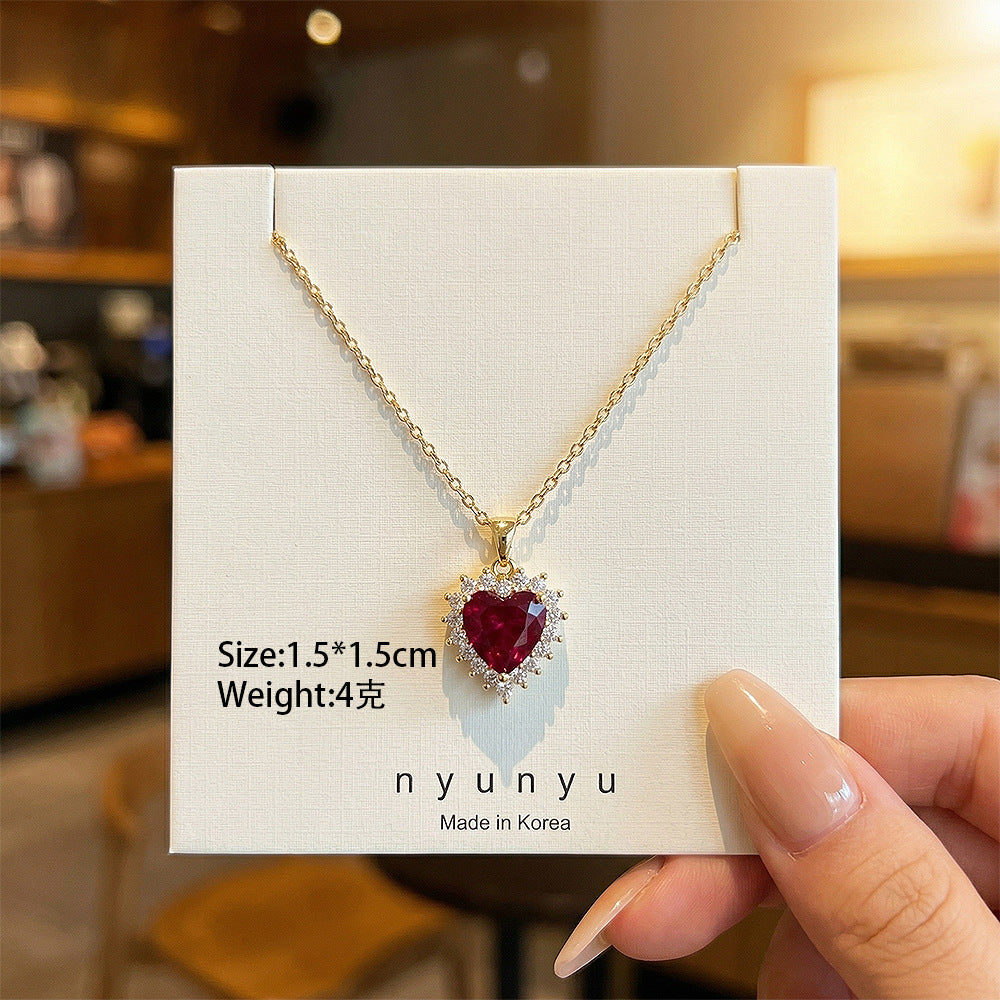 Copper inlaid zirconium four-leaf clover necklace for women, titanium steel real gold plating popularinsfashion flower exquisite sweater chain jewelry