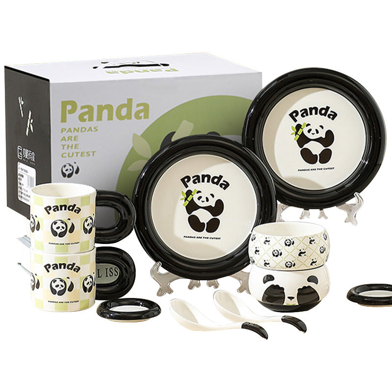 Panda dinnerware set - cute ceramic gift box for weddings, girls' birthdays, housewarmings, and favors