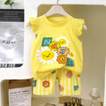 Kids' tank top set - summer new arrival: pure cotton girls' shorts outfit, korean style sleeveless set for baby boys and girls