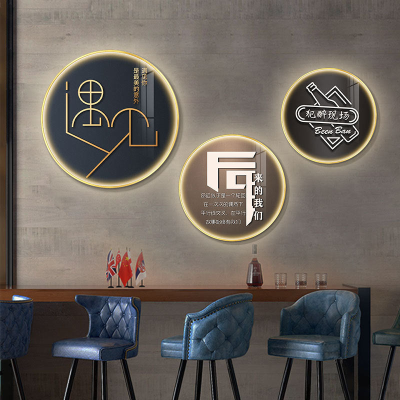 LED luminous bar hanging painting round neon light text KTV decorative painting barbecue hot pot restaurant restaurant box mural