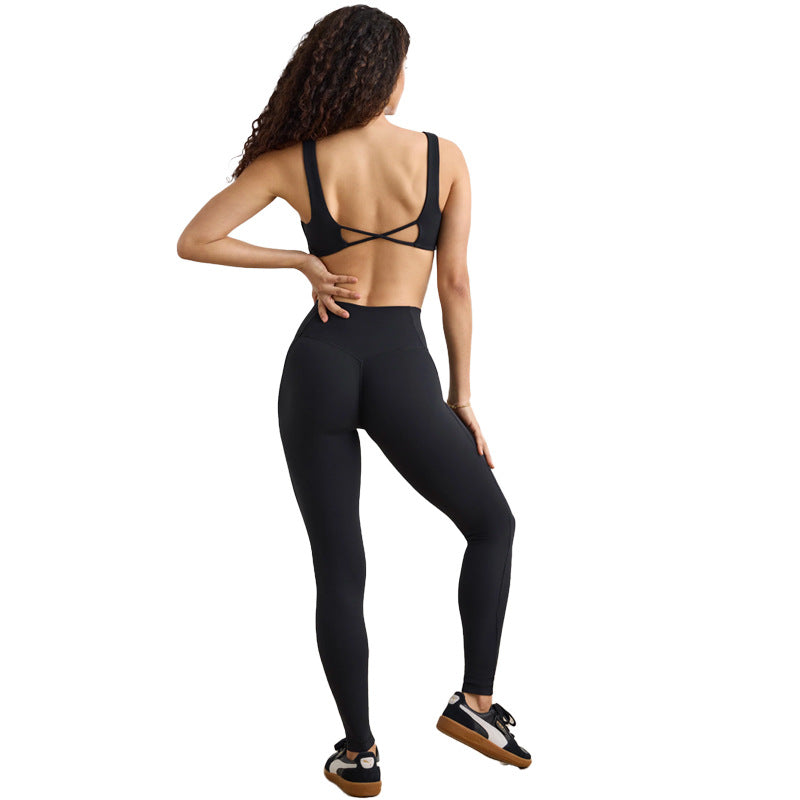 Fashion cross-border nude yoga clothes for women, tight-fitting, quick-drying yoga bra, outdoor running fitness clothes, sports suit