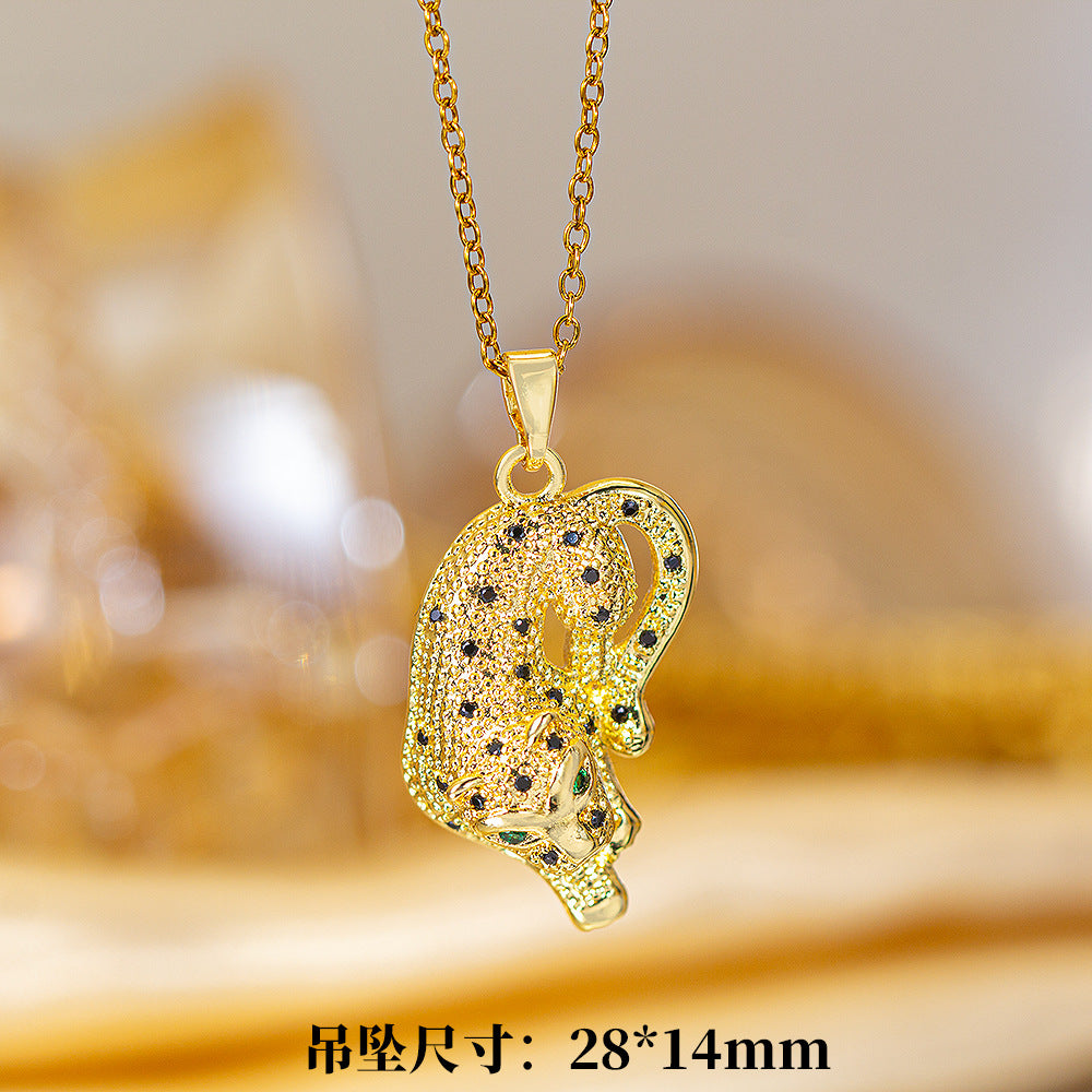[titanium steel] cross-border popular copper micro-embedded necklace for women, stainless steel gold-plated electroplated high-end exquisite clavicle chain jewelry