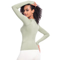 New seamless one-piece knit yoga top: high-stretch, compression fit, long sleeve, breathable, quick-dry running & fitness activewear t-shirt