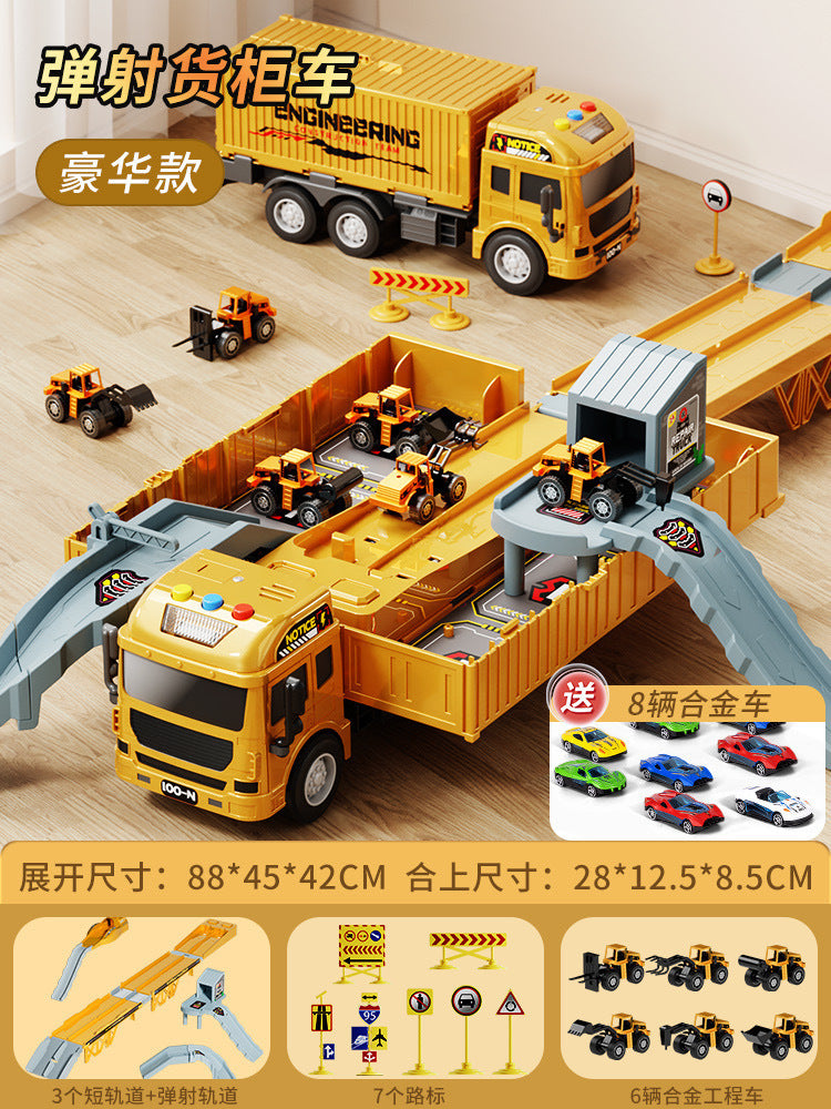 Kids' oversized container truck crane large truck alloy excavator construction vehicle toy set