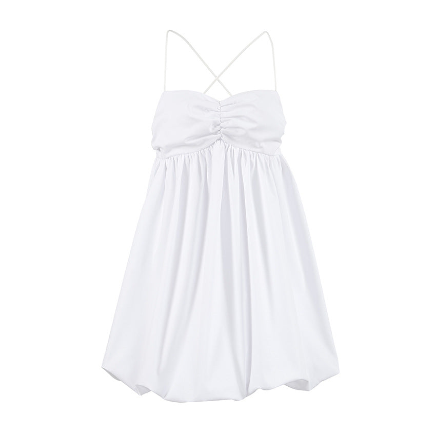 sexy white suspender skirt women 2025  summer seaside chest wrapping A-word skirt short  women's clothing