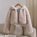 cross-border e-commerce hot seller: faux fur fashion warm hooded jacket