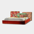 Foshan-made italian minimalist bed, designer mahjong bed, villa large master bedroom fabric wholesale double bed