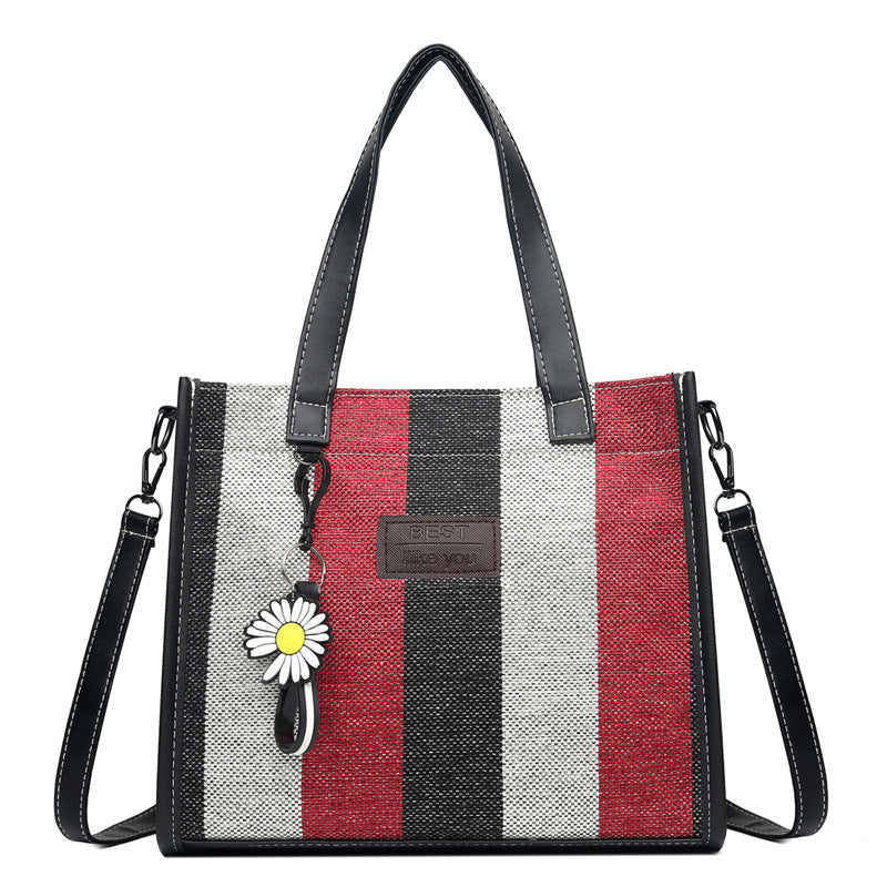 2024 new women's fashion shoulder bag crossbody bag canvas bag color block handbag minimalist versatile tote bag