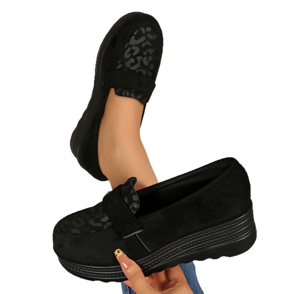 Exportnew arrival leopard print color matching thick soleflats women's retro mid-mouth plus size slip-on lazy loafers  supply