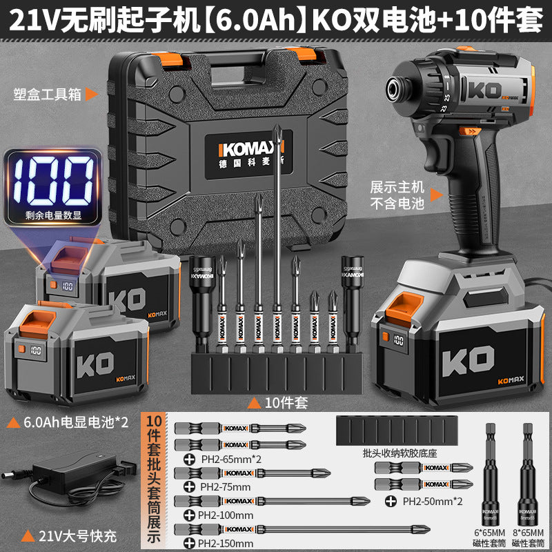 Brushless cordless screwdriver - heavy duty lithium-ion power screwdriver - handheld multi-function impact driver
