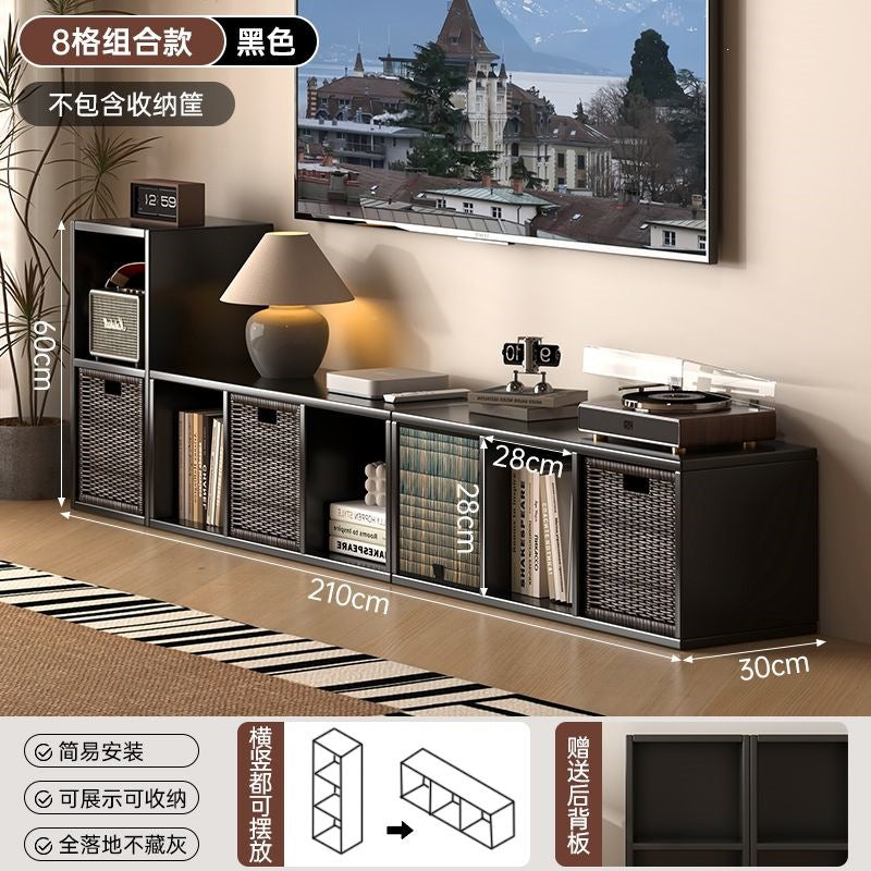 Bookshelf floor-standing locker all-in-one wall-mounted kids bookcase living room reading simple storage combination plaid cabinet bookshelf
