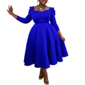 D3354  autumn/winter new women's fashion solid color square neck high waist maxi dress african style
