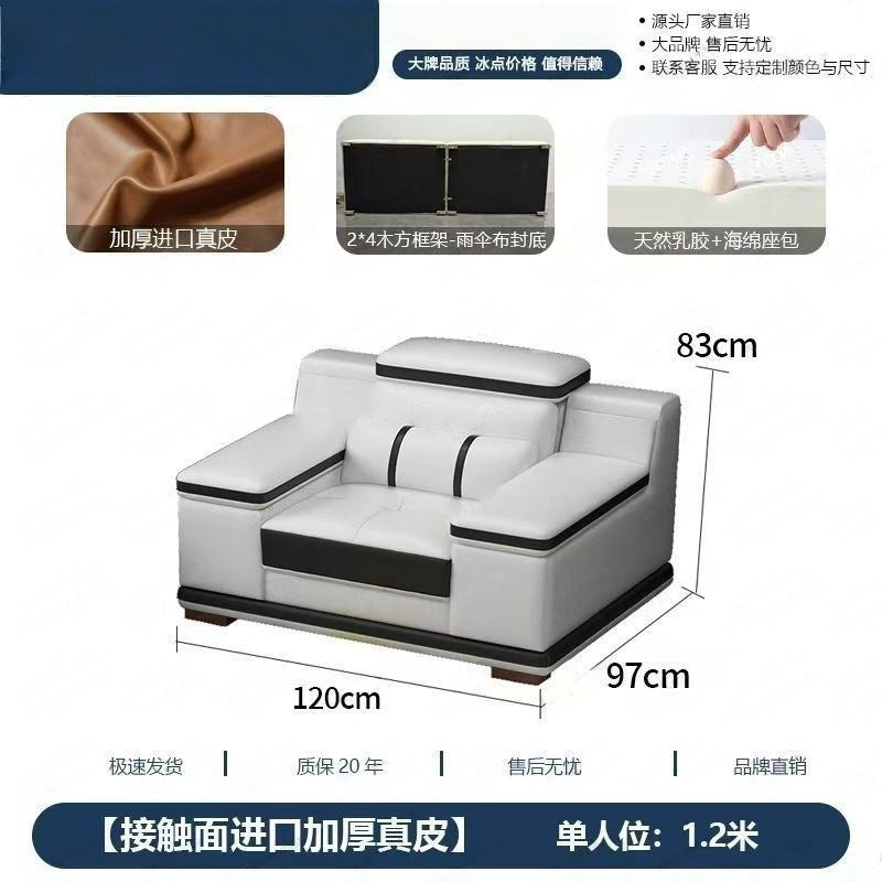 Massage genuine leather sofa italian minimalist living room smart multifunctional sofa 2025 new corner leather sofa