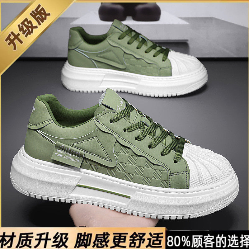 Shell toe white shoes men's hidden heel spring new arrivalstylishfashion sports casual trendy shoes easiest for matchthick sole sneakers