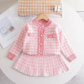 Special offer: girls' sweater set - new autumn/winter collection, chic chanel-inspired style, pink knitted two-piece outfit for kids