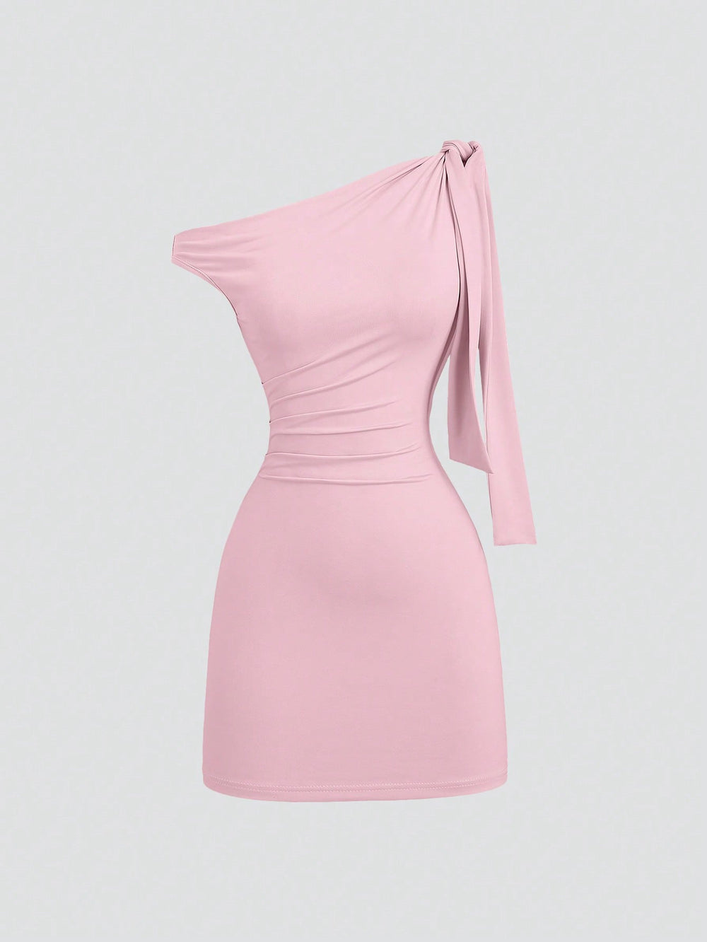 European and american style hot girl cross-border new solid color one-shoulder sleeveless patchwork tie-up bodycon mini dress for women