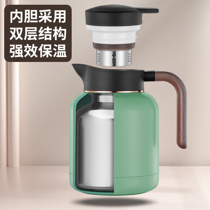304 smart temperature display thermos stainless steel tea pot office tea pot with filter large capacity thermos flask