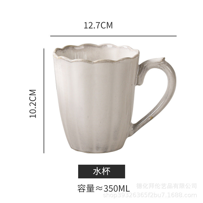 Creative retro western tableware suit restaurant for home italian stylish style grids kiln bowl plates ceramic wholesale