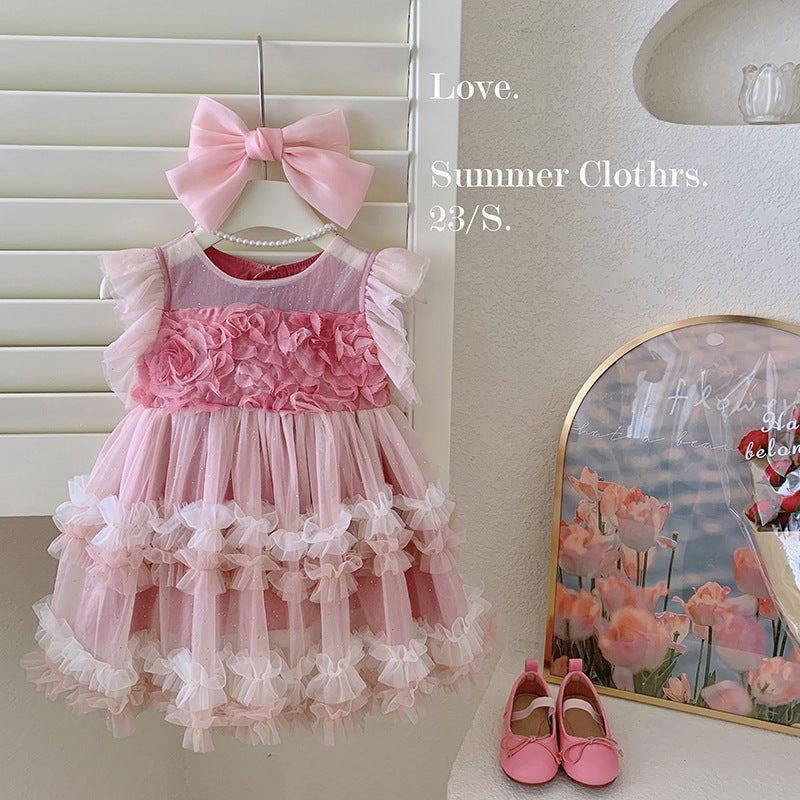Girls' dress -  summer new arrival - korean style baby girl's chic mesh tutu dress - children's fairy gown
