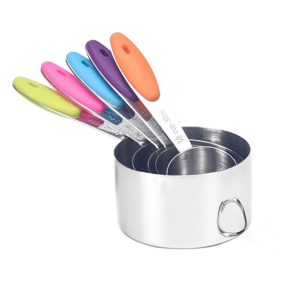 Cross-border stainless steel with graduated measuring cup, measuring spoon, high temperature resistant baking measuring spoon set, silicone coffee spoon, baking tool